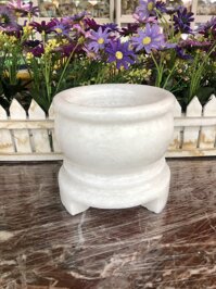 Lư hương, bát hương, bát nhang thờ cúng đặt bàn thờ đá cẩm thạch trắng - Cao 12cm