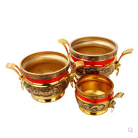 Lư hương Đồng vàng Giả Cổ cắm nhang Chữ Nổi(Siêu đẹp) nhiều size_ thờ cúng