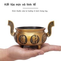 ✶✾Lư hương kiểu cổ đại gia dụng dòng ba chân lư hương đốt trầm hương đốt lò lớn trong nhà thờ Thần tài Lư hương