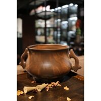 Lư hương xông trầm dạng bầu có quai, màu đất nung