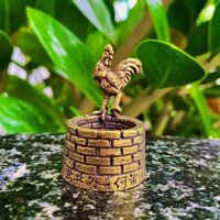 Lư Hương - Xông Trầm Kiểu Dáng Gà Trống Và Ếch Ngồi Dưới Giếng Bằng Đồng Thau Nguyên Chất