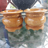Lư hương,bát cắm nhang gỗ gõ nguyên khối - Nhiều cỡ