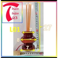 Lư nhang điện gỗ tràm để bàn thờ có dây điện ba cây nhang cao 27 cm