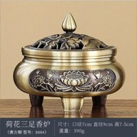 Lư Xông Đồng Khắc Nổi Chuẩn Xịn 600g - Tặng Trụ Đồng Cắm Nhang Không Tăm [Tổng Kho Dụng Cụ Trầm Hương]