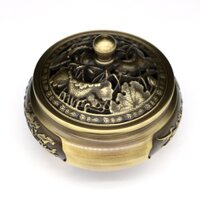 Lư Xông Đồng Khắc Nổi Chuẩn Xịn 600g - Tặng Trụ Đồng Cắm Nhang Không Tăm [Tổng Kho Dụng Cụ Trầm Hương]