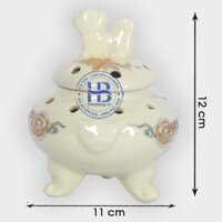 Lư xông trầm bằng sứ vàng 12cm