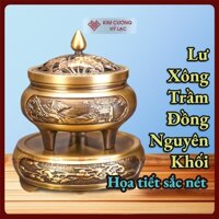 Lư Xông Trầm, Đỉnh Đốt Nhang Bằng Đồng Đúc Nguyên Khối [Kim Cương Hỷ Lạc] Thiết Kế Tinh Xảo
