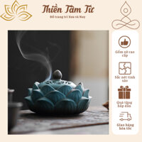 Lư Xông Trầm Hoa Sen Xanh Ngọc,Lư Đốt Trầm Hương Nụ Xông Nhà,Đặt Bàn Thờ,Bàn Trà,Thiền,kèm quà tặng