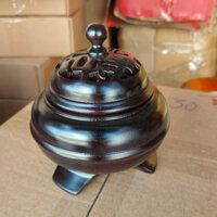 Lư Xông Trầm Hương Bằng Gỗ tràm màu đen