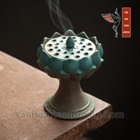 Lư Xông Trầm Hương Đỉnh Đốt Trầm Đài Sen Chất Liệu Gốm Sứ