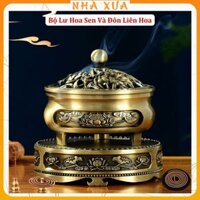 Lư Xông Trầm Hương Hoa Sen Và Đế Đôn Kê Lư Hương Liên Hoa - Phong Thủy - Thác Khói Trầm Hương