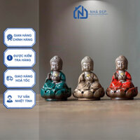 Lư xông trầm hương tượng phật A Di Đà mini chất liệu gốm sứ tráng men cao cấp phong thủy an nhiên