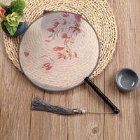 Lụa Bán Trong Suốt In Hình Cổ Nhóm Quạt Trung Quốc Cổ Điển Retro Cung Điện Quạt Hanfu Đạo Cụ Quạt Khiêu Vũ Quạt
