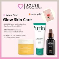 ❤Lựa chọn của Jolse❤ Best Glow Skin Care Set / Seoul Mighty Bamboo Panthenol Cream 100ml / Vital Shine Glow Ampoule Pad 70Pads / All Day Vitamin Pure C 5.5 Glow serum 30ml