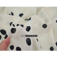 Lụa Cotton Vải Nhẹ Màu Be Đáy Đen Xanh Navy Không Đều Chấm Bi Đầm Sườn Xám Thiết Kế Quần Áo Vải