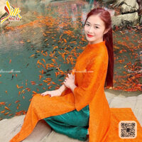 Lụa may áo dài hoa cúc màu cam đậm - Nhaxasilk – CU53