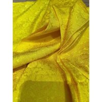 Lụa may áo dài  | Nhung Silk | Nha Xá Silk |  Vải lụa màu VÀNG NẮNG họa tiết  HOA CÚC
