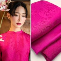 Lụa may áo dài |  Vải lụa hồng sen họa tiết thọ dơi ngũ phúc | Nhung Silk | Silk ao dai | Nha Xá Silk