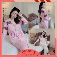 [LỤA XƯỚC] Mẫu Pizama Hồng Kem Lụa Xước Thiết Kế In Đẹp
