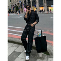 LUAÁtu Áo sơ mi Jean nam UNISEX phong cách tối giản ULZZANG Quần Denim ống suông HOT FASHIONITA 2024