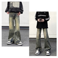LUAstu Quần jean nam form rộng UNISEX may viền nổi phong cách STREETWEAR quần jean ống loe HOT FASHIONITA 2024