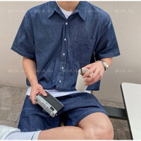 LUAstu SET Áo sơ mi mix quần short nam Denim ULZZANG hot Trend phong cách HÀN QUỐC Áo polo nam Denim HOT FASHIONITA 2024