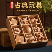 Luban Lock Kong Ming Lock Beech Mở khóa và mở khóa Bộ đồ chơi hoàn chỉnh giáo dục cho trẻ em dành c