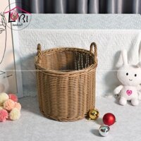 [Lubi Home] - Sọt đựng đồ hình trụ tròn đan dây nhựa bộ 3 - bền, đẹp