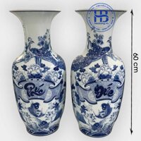Lục bình bát tràng Phúc Đức 60cm Xanh Ngọc