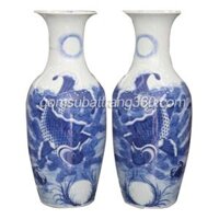 Lục Bình Bát Tràng Vẽ Cá Chép Trông Trăng -Lý Ngư Vọng Nguyệt