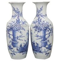 Lục Bình Bát Tràng Vẽ Cảnh Đào Sen