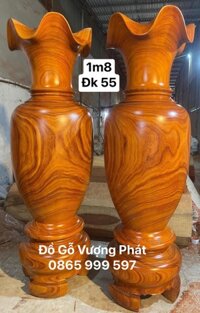 Lục Bình Gỗ Hương Đỏ cao 1m8 đk 57 hàng Loại 1 chọn vân đẹp ko tỳ vết