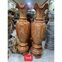 Lục bình gỗ tài lộc - Cặp Lục bình gỗ hương nguyên khối cao 1m5 - 1m6