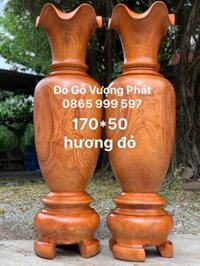 Lục Bình nguyên khối gỗ Hương Đỏ cao 1m7 chọn vân VÍP