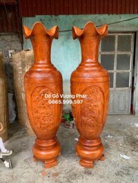 Lục bình nguyên khối gỗ xà cừ đỏ cao 1m5 hàng đẹp loại 1