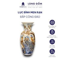 Lục bình phong thủy men rạn cổ đắp nổi tinh xảo cao 1m2, 1m4, 1m6 - Gốm sứ Bát Tràng - Làng Gốm