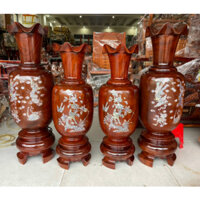 Lục bình phong thuỷ tài lộc - Cặp lục bình gỗ Lim cẩn hoa gỗ nguyên khối cao 70cm-80 CM ( FREESHIP HCM 60 KM )