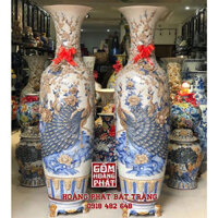 Lục bình sứ đắp nổi men rạn công đào phú quý mãn đường 1m4 LBMR38