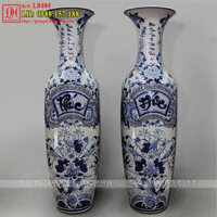 Lục bình sứ men lam cao 1,6 mét cảnh Phúc Đức – Mã LB080