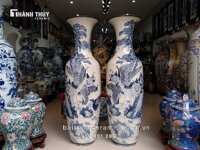 Lục bình sứ Tùng hạc ngũ phúc rạn 1m6