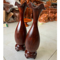 Lục bình tài lộc phong thuỷ - Cặp Lục bình tỳ bà gỗ lim trơn nguyên khối siêu đẹp cao 40cm