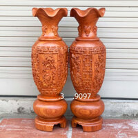 Lục bình tứ quý lộc bình phong thủy cao 30cm đến 50cm được làm bằng gỗ hương nguyên khối
