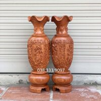 Lục bình tứ quý lộc bình phong thủy cao 30cm đến 50cm được làm bằng gỗ hương nguyên khối