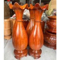 Lục bình tỳ bà gỗ hương việt tài lộc- Cặp lục bình trơn gỗ nguyên khối kt cao 40cm