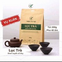 Lục Trà Shan Tuyết Cổ Thụ Hà Giang Trà Hảo Hạng Thiện Tài (1 tôm 2 lá) Túi 200 gram