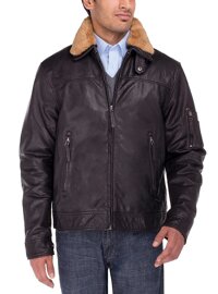 Luciano Natazzi Mens Trim Fit Cow Leather Jacket Cavallino Rampante Vintage Look