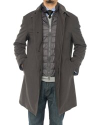 Luciano Natazzi Men's Insulated Lining Walker Trench Coat Casual Overcoat Jacket