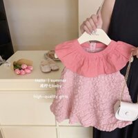 Lucky Big Cat®Phiên bản Hàn Quốc của quần áo trẻ em váy bé gái mùa hè phương Tây hóa 2024 váy nụ hoa xù màu hồng mới dành cho trẻ em váy công chúa