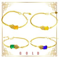 [Lucky K Gold] Vòng Tay Đá Mắt Mèo Mạ Vàng 24K