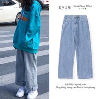 Lucky007] Quần Jean ulzzang Cạp Rộng Màu Xanh Nhạt [bigsize] - baggy kyubi Bj21R